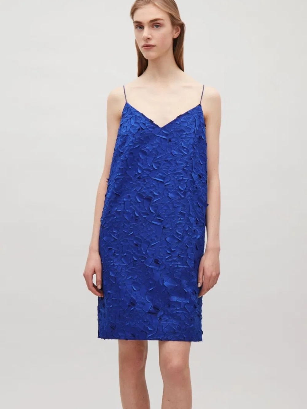 COS Laser-Cut Appliqué Mini Dress Blue EU 40 / US 10 M
